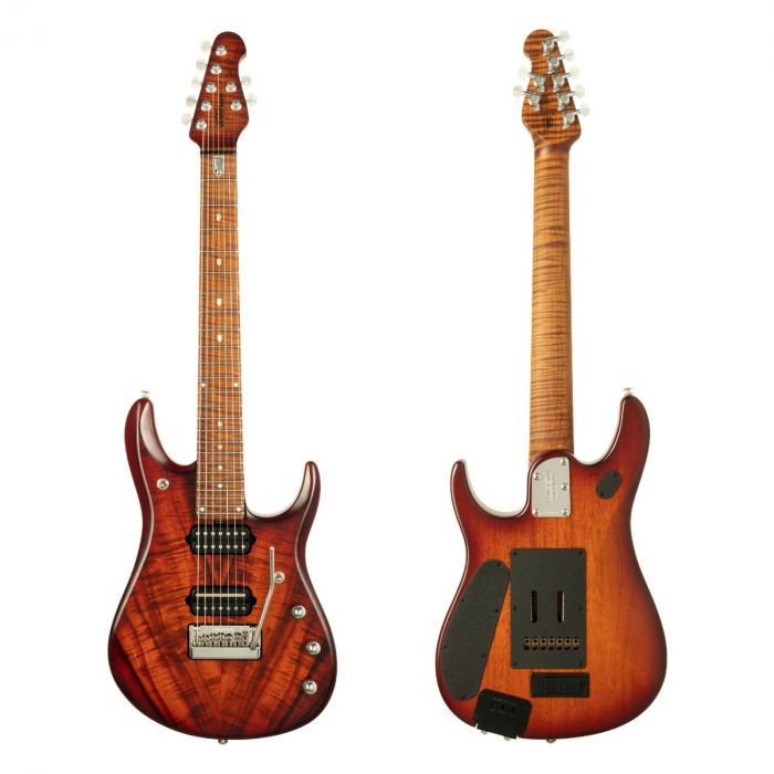 Shop Ernie Ball Music Man - Ernie Ball Music Man John Petrucci Figured Top  - Matte Island Koa Burst