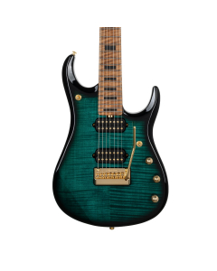 Ernie Ball Music Man JP15 7 String - Teal Burst - Roasted Maple Neck with Block Inlays
